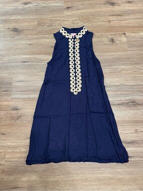 Lilly Pulitzer Navy Sleeveless Midi Dress with Gold Circular Trim
